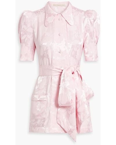 The Vampire's Wife Belted Jacquard Shirt - Pink