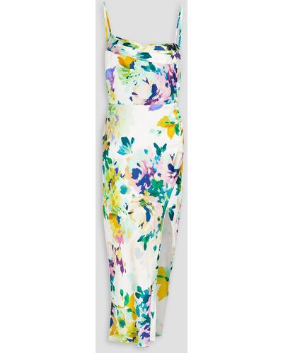 Nicholas Skyler Zebra-print Silk-satin Midi Dress - White