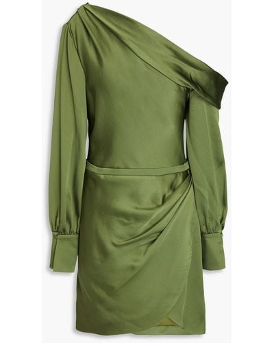 Jonathan Simkhai Cameron One-shoulder Satin-crepe Mini Dress - Green
