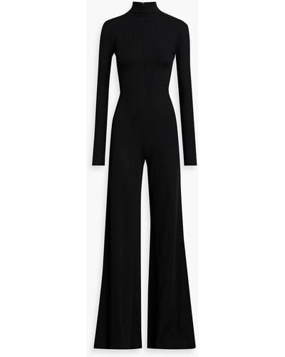 Balenciaga Ribbed-knit Turtleneck Wide-leg Jumpsuit - Black