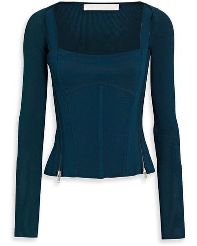 Dion Lee Layered Ribbed And Stretch-knit Bustier Top - Blue