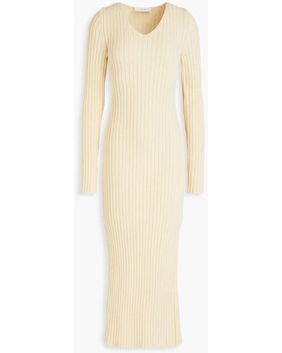 LVIR Ribbed-knit Midi Dress - Natural