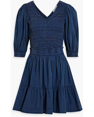 Sea Simona Tiered Smocked Cotton Mini Dress - Blue