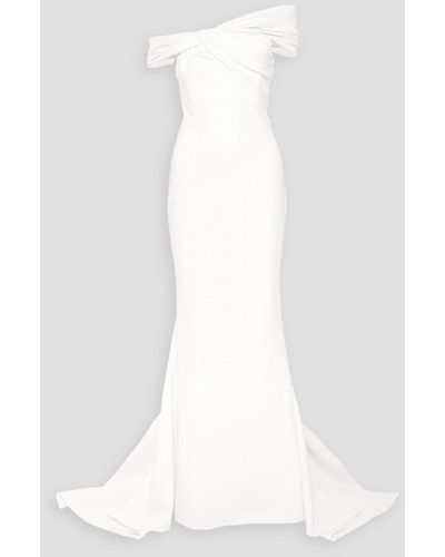 Cushnie Off-the-shoulder Crepe Gown - White