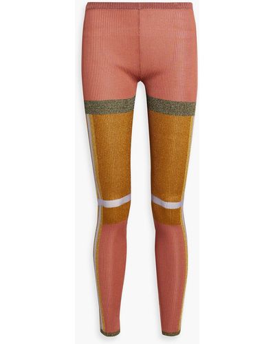 Missoni Metallic Ribbed-knit leggings - Orange