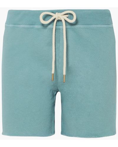 The Great The Sweat Frayed Loopback Cotton-jersey Shorts - Blue