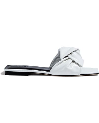 BY FAR Lima Knotted Glossed-leather Slides - White