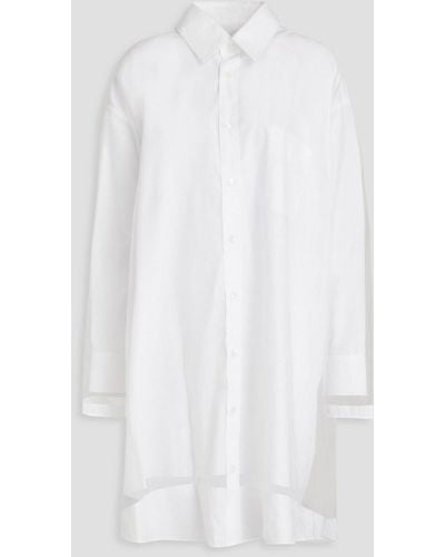 Maison Margiela Organza-layered Cotton-poplin Mini Shirt Dress - White