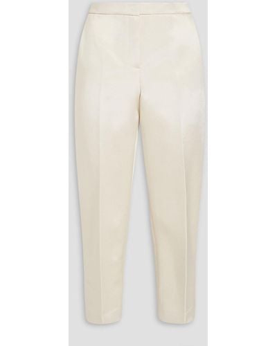 Theory Cropped Satin-twill Tapered Pants - White