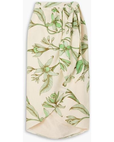 Johanna Ortiz Botanist Guide Floral-print Tm-twill Wrap Skirt - White