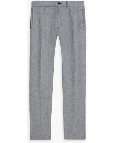 120% Lino Pinstriped Linen Pants - Gray