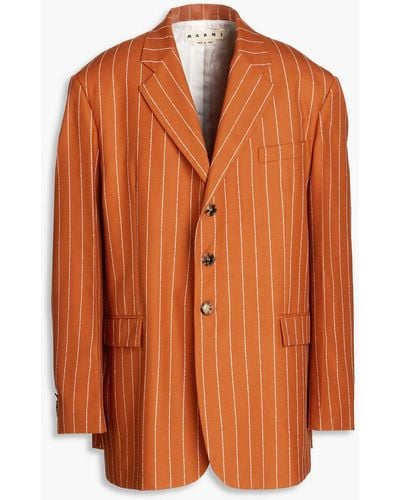 Marni Pinstriped Wool Blazer - Orange
