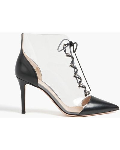 Gianvito Rossi Plexi Lace-up Leather And Pvc Ankle Boots - White
