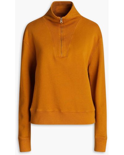 Nili Lotan Bentley French Cotton-terry Half-zip Sweatshirt - Orange