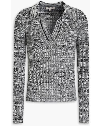 Baum und Pferdgarten Ceara Marled Ribbed-knit Polo Sweater - Grey
