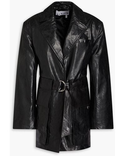 REMAIN Birger Christensen Belted Leather Jacket - Black