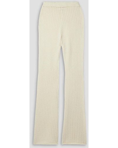 Savannah Morrow Halle Pointelle-knit Cotton Flared Trousers - Natural
