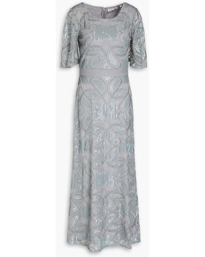 Raishma Embroidered Sequin-embellished Tulle Gown - Grey