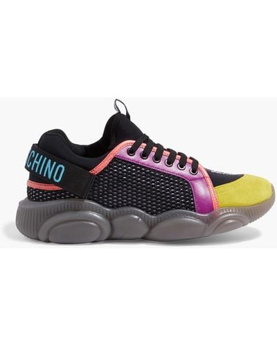 Moschino Color-block Suede, Leather And Mesh Sneakers - Purple