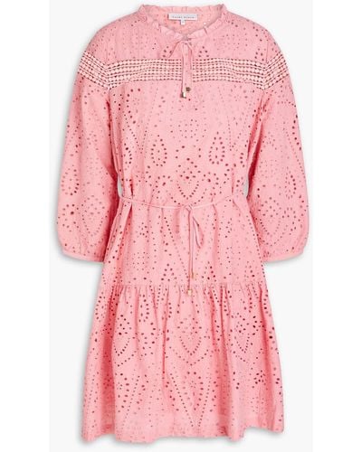 Heidi Klein Cherry Blossom Broderie Anglaise Cotton Mini Dress - Pink