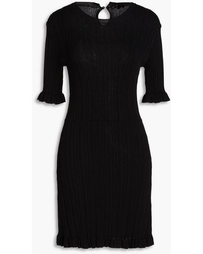 Maje Ribbed-knit Mini Dress - Black