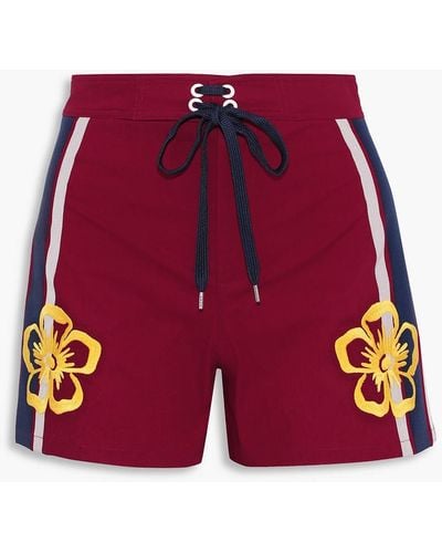 Red(V) Embroidered striped cotton-blend poplin shorts - Rot