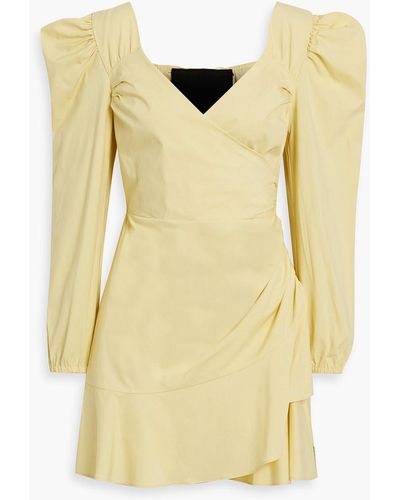 RED Valentino Wrap-effect Ruched Cotton-blend Poplin Mini Dress - Yellow