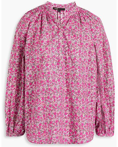 Maje Bluse aus baumwolle mit lochstickerei und floralem print - Pink