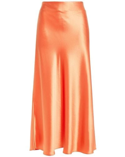 Galvan London Satin Midi Skirt - Orange