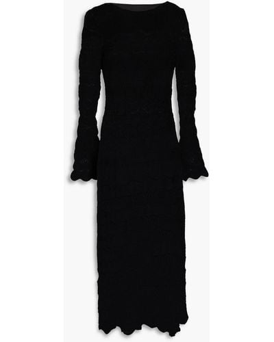 Maje Pointelle-knit Midi Dress - Black