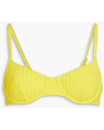 Solid & Striped Ribbed Underwired Bikini Top - Yellow