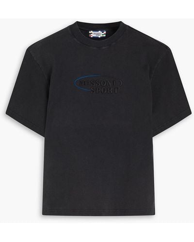 Missoni Embroidered Cotton-jersey T-shirt - Black