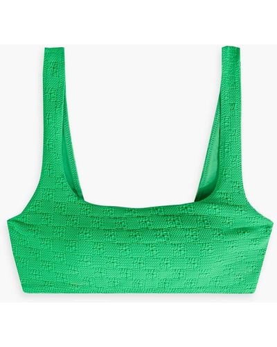 T By Alexander Wang Stretch-jacquard Bikini Top - Green