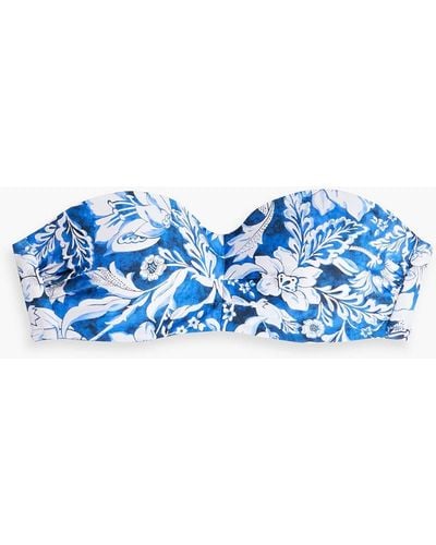 Seafolly Marina Floral-print Bandeau Bikini Top - Blue