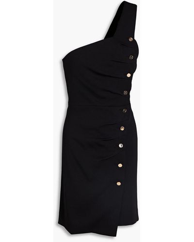 Sandro Melinda One-shoulder Pleated Twill Mini Dress - Black