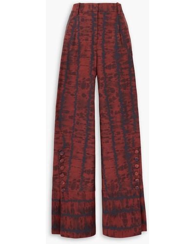 Altuzarra Hency Tie-dyed Cotton-blend Wide-leg Trousers - Red