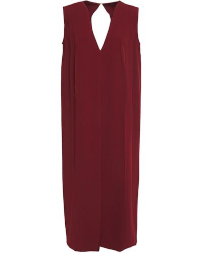 Victoria Beckham Cutout Draped Crepe Midi Dress - Red