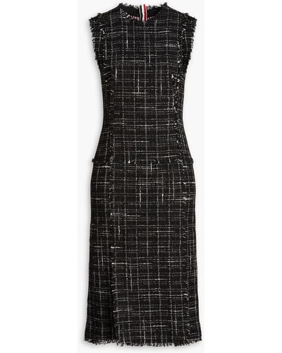 Thom Browne Metallic Checked Tweed Dress - Black