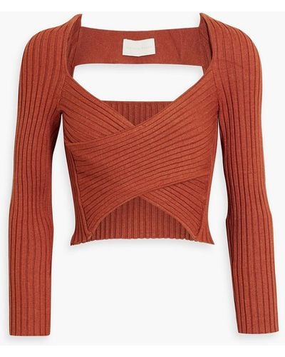 Michelle Mason Cropped Cutout Ribbed-knit Top - Red