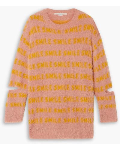 Stella McCartney Cutout Brushed Intarsia-knit Sweater - Orange