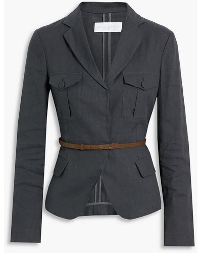 Fabiana Filippi Belted Linen-blend Twill Jacket - Black