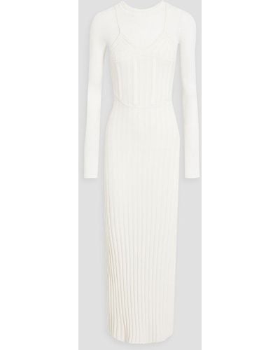 Dion Lee Layered Ribbed Merino Wool-blend Midi Dress - White