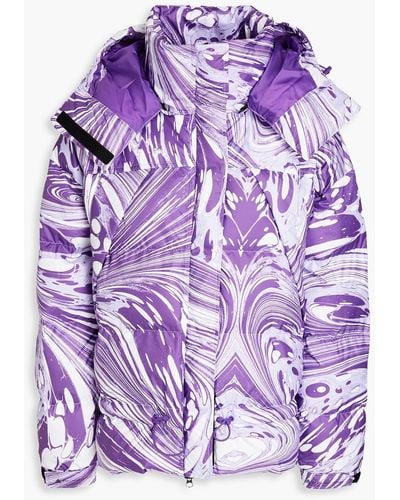 adidas By Stella McCartney Quilted Printed Shell Hooded Jacket - Purple