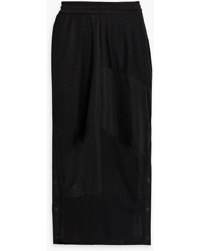 McQ Mesh-paneled Woven Midi Skirt - Black