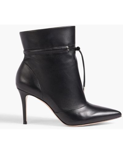 Gianvito Rossi Avery Tie-detailed Leather Ankle Boots - Black