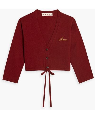 Marni Cropped Logo-embroidered Cashmere Cardigan