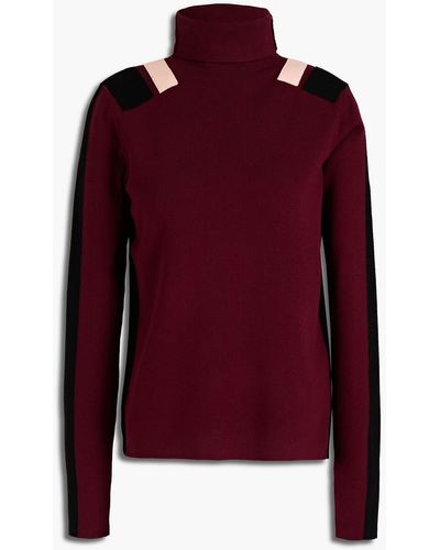 Victoria Beckham Color-block Stretch-knit Turtleneck Sweater - Multicolour