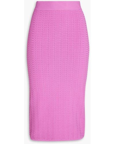 Hervé Léger Stretch-knit Midi Skirt - Pink