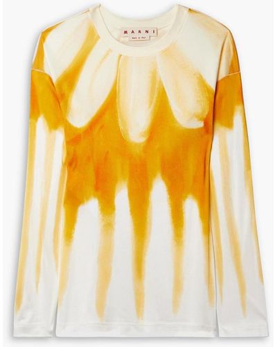 Marni Tie-dyed Stretch-jersey Top - Yellow
