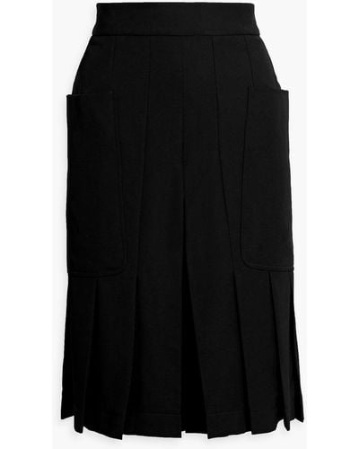 Victoria Beckham Pleated Wool-twill Shorts - Black